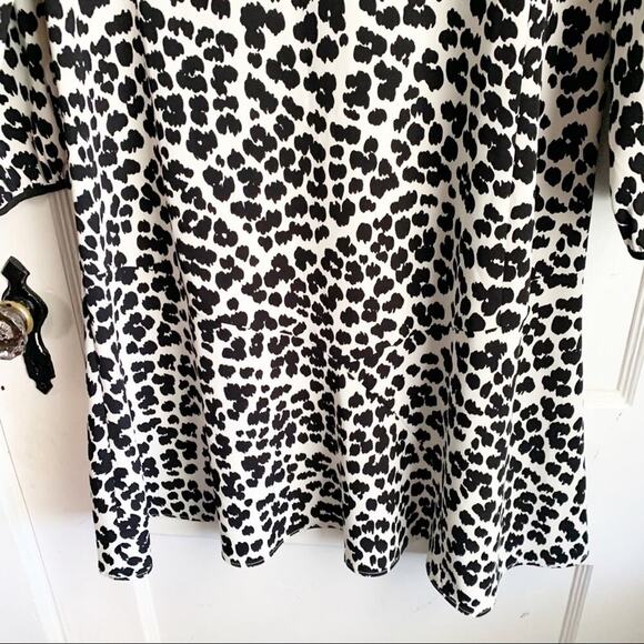 LOFT Wild Cat Flippy Bias Ruffle Dress Animal Print Dress NWT Black White Size 8 - Picture 7 of 11